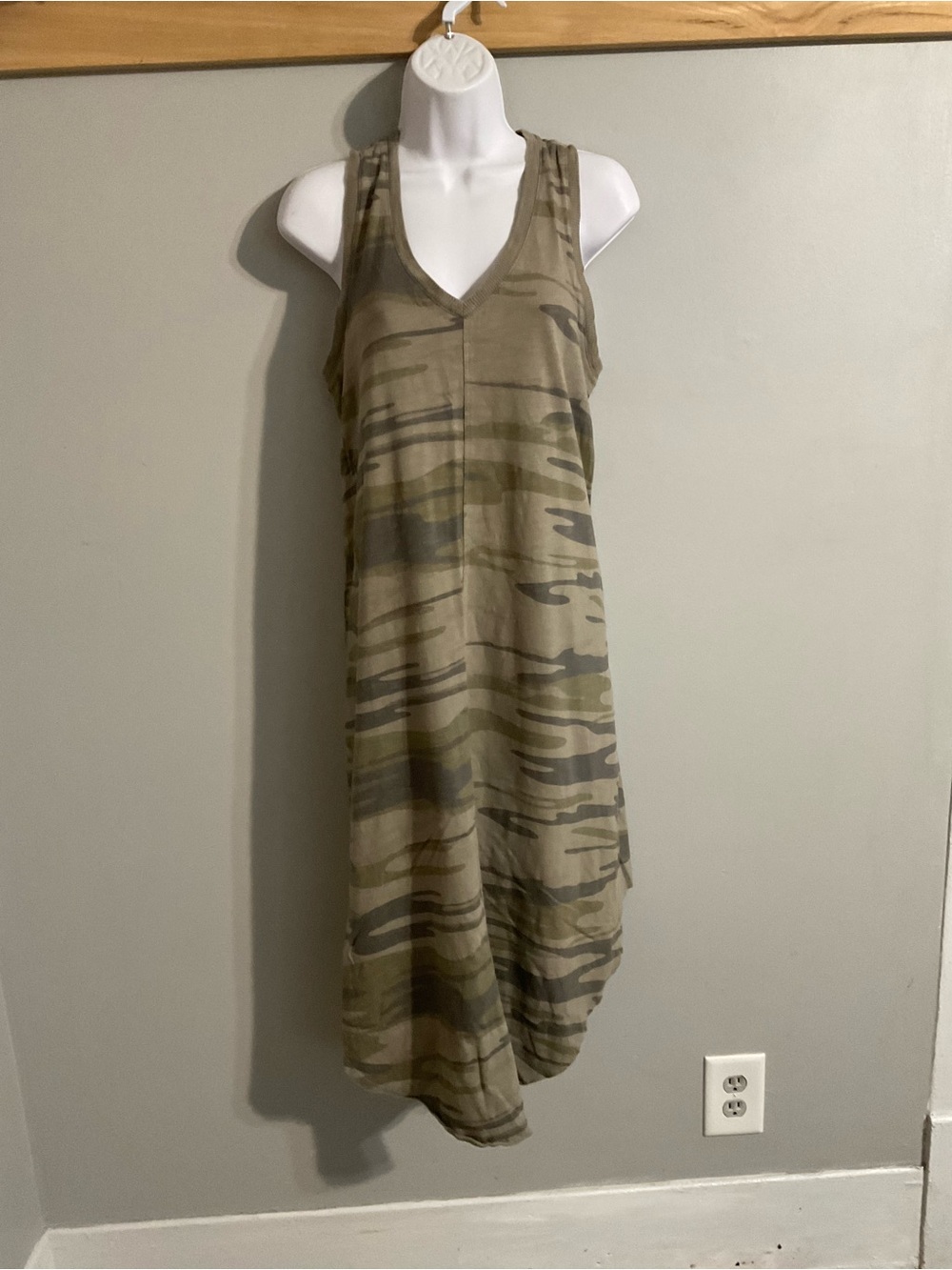 Altar'd State Camouflage Racerback T-Shirt Maxi Dress with Curved Hem Medium